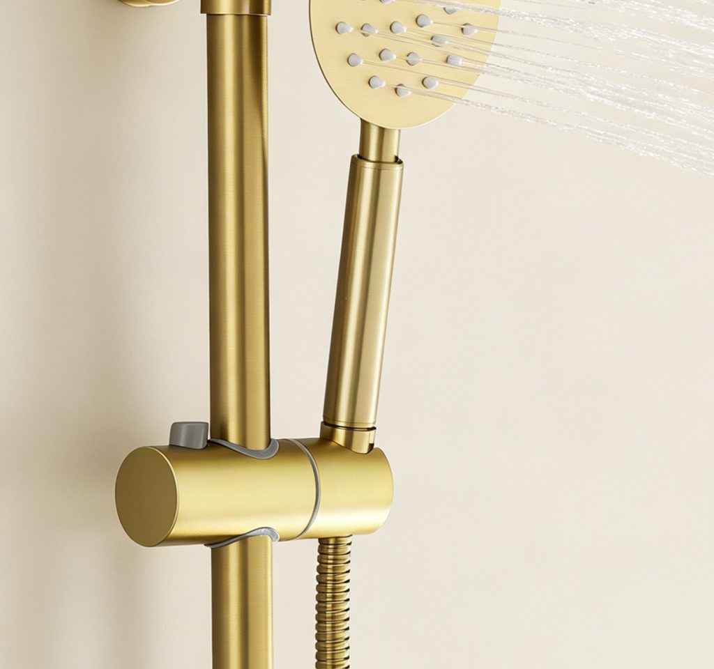 Brushed Gold Thermostatic Shower Set detail image