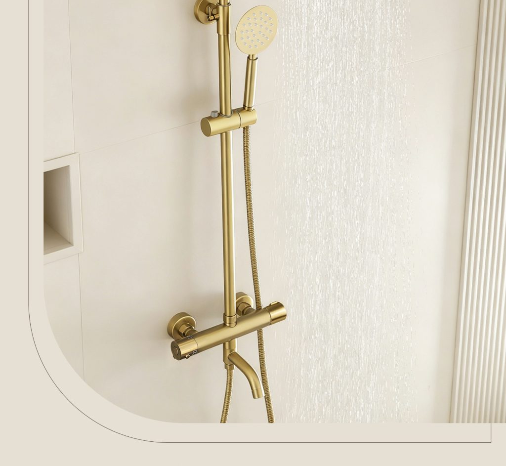 Brushed Gold Thermostatic Shower Set detail image
