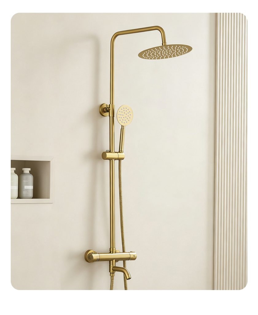 Brushed Gold Thermostatic Shower Set detail image