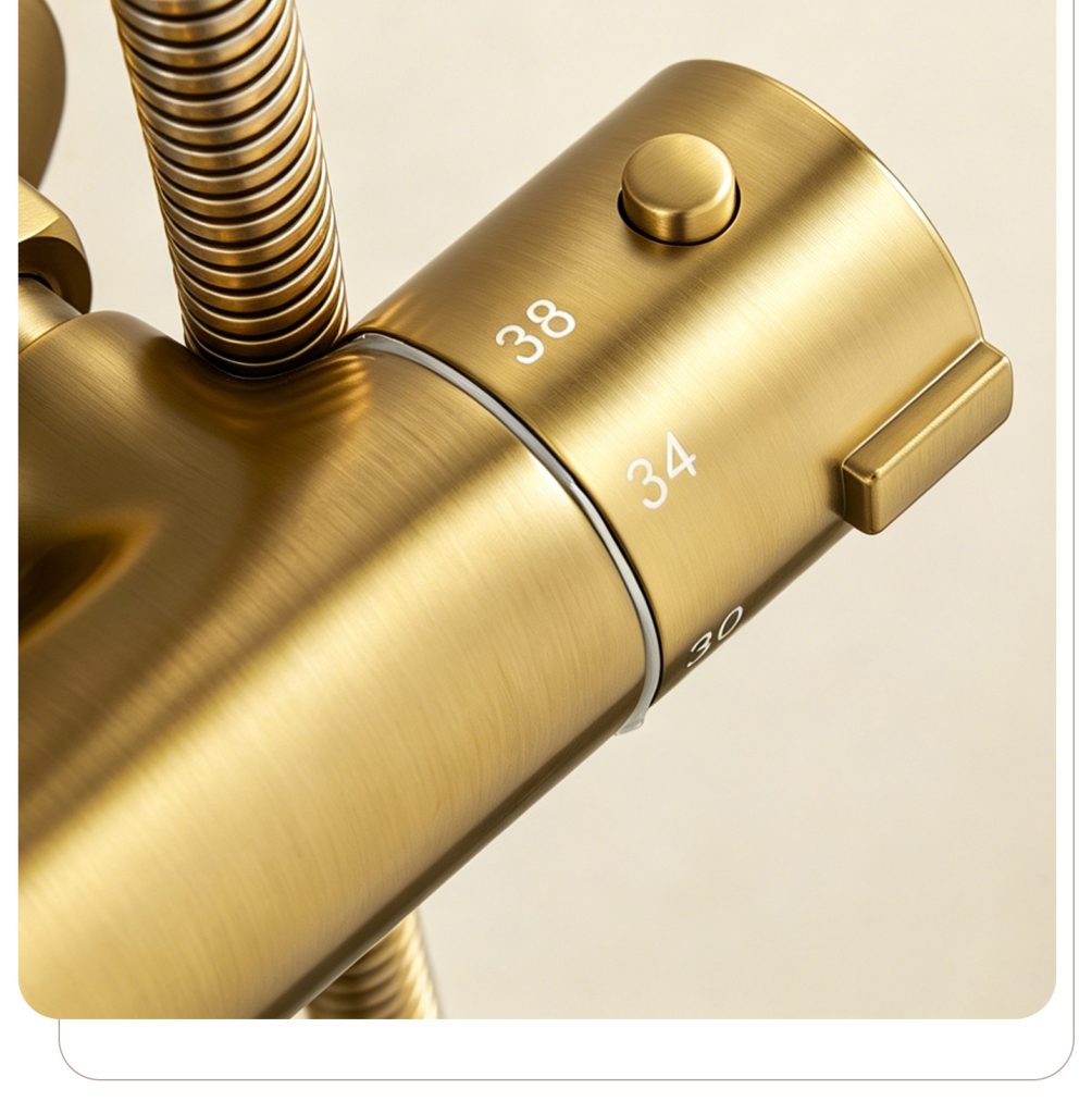 Brushed Gold Thermostatic Shower Set detail image